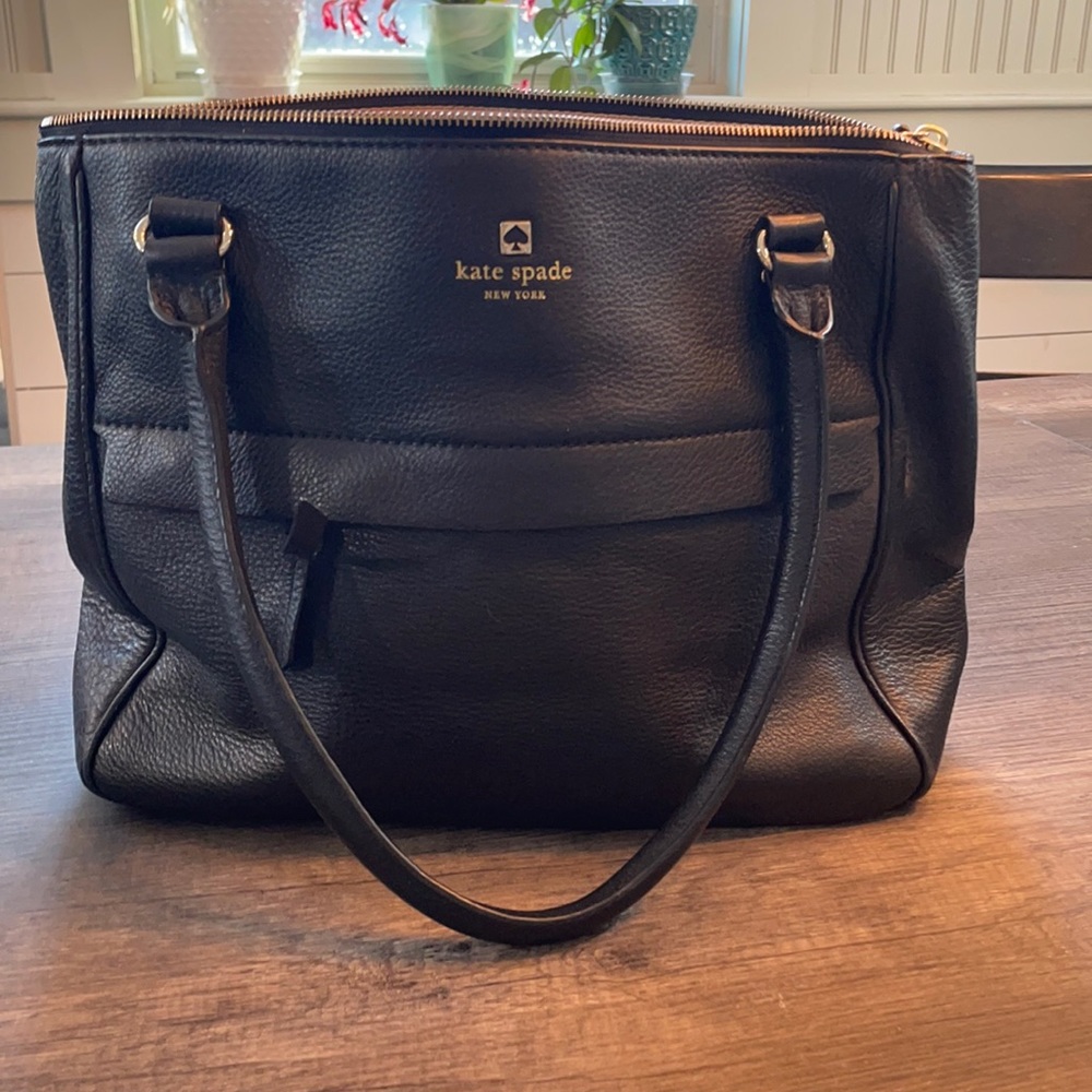 Kate Spade black leather tote bag - Picture 1 of 8